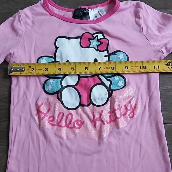 HELLO Kitty Girls Pink 100% Cotton Graphic Long Sleeved Pajama Top - Size 8Y - Picture 3 of 7